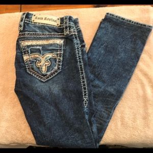 Rock Revival Straight Leg Jeans. Sz 28, rise 8 & inseam 28 inches.